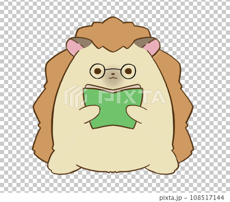 戴眼鏡的刺蝟坐著看書 108517144