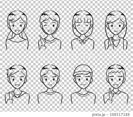 小學男生女生積極表達圖標集（畫線） 108517188