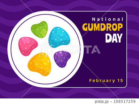 National Gumdrop Day Vector Illustration on February 15 with Delicious Candies Brightly Colored Dome Shaped in Flat Cartoon Background National Gumdrop Day Vector Illustration on February 15 with Delicious Candies Brightly Colored Dome Shaped in Flat Cartoon Background 108517259