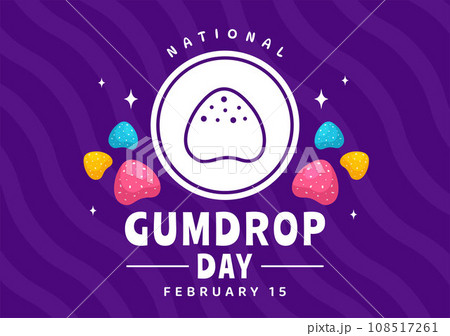 National Gumdrop Day Vector Illustration on February 15 with Delicious Candies Brightly Colored Dome Shaped in Flat Cartoon Background 108517261