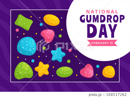 National Gumdrop Day Vector Illustration on February 15 with Delicious Candies Brightly Colored Dome Shaped in Flat Cartoon Background 108517262