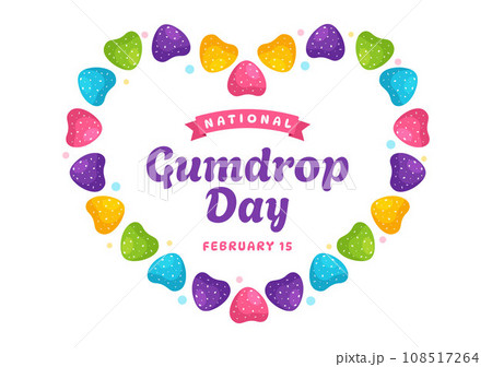 National Gumdrop Day Vector Illustration on February 15 with Delicious Candies Brightly Colored Dome Shaped in Flat Cartoon Background 108517264