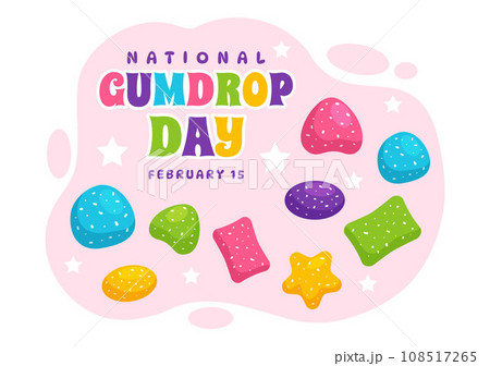National Gumdrop Day Vector Illustration on February 15 with Delicious Candies Brightly Colored Dome Shaped in Flat Cartoon Background 108517265