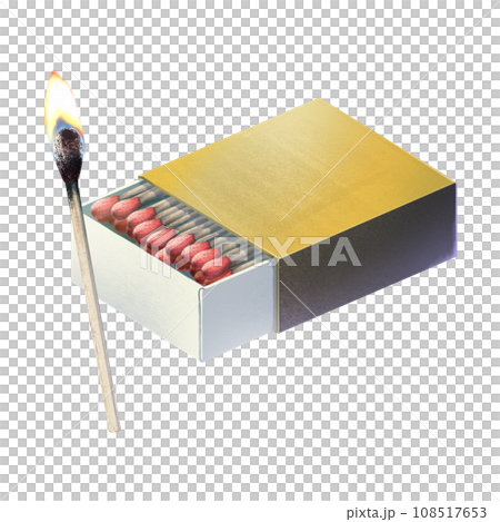 燃燒的火柴和火柴盒 108517653