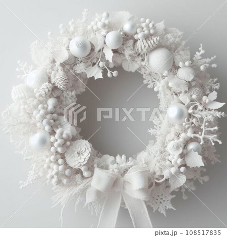 ホワイトクリスマスのリース素材　正方形・SNS用 108517835