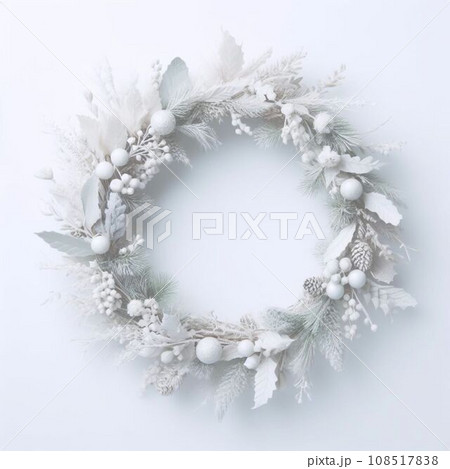ホワイトクリスマスのリース素材　正方形・SNS用 108517838