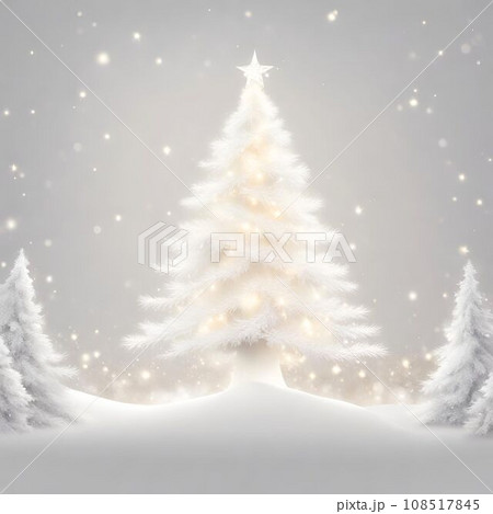 クリスマス背景素材・白いクリスマスツリー　正方形SNS用 108517845