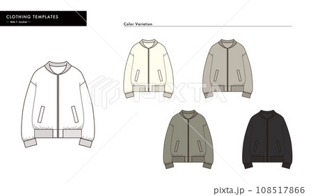 MA-1ジャケット　ブルゾン　絵型イラスト　テンプレート　おしゃれ　カラーバリエーション　Cloth 108517866