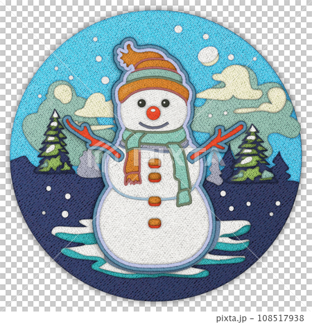 Snowman patchwork element clipart. 108517938