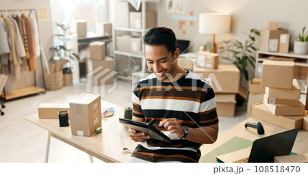 Tablet, man and digital inventory check with shipping company, logistics and e commerce with technology. Online stock checklist, package and supply chain with delivery system, software and courier Tablet, man and digital inventory check with shipping company, logistics and e commerce with technology. Online stock checklist, package and supply chain with delivery system, software and courier 108518470