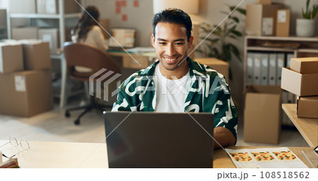 Business, man and reading on laptop in office for research, feedback and supply chain for ecommerce. Asian, person and planning on pc for logistics, stock administration or package distribution data Business, man and reading on laptop in office for research, feedback and supply chain for ecommerce. Asian, person and planning on pc for logistics, stock administration or package distribution data 108518562