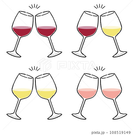 乾杯するワイングラスのベクターイラストセット 108519149