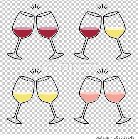 乾杯するワイングラスのベクターイラストセット 108519149
