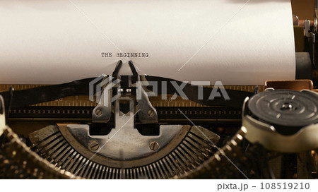 English vocabulary written on an old typewriter. 108519210