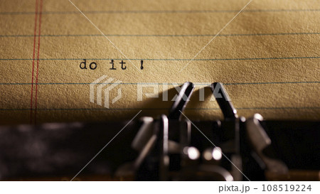 English vocabulary written on an old typewriter. 108519224