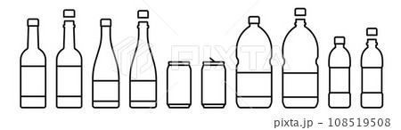 瓶・缶・ペットボトルのアイコンセット 瓶・缶・ペットボトルのアイコンセット 108519508
