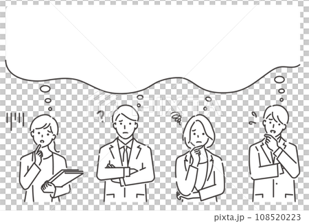 Black and white vector illustration of a worried business person. Upper body. 108520223