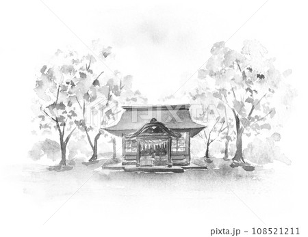 水墨画 ボタンと梅の寺の風景の絵 春夏新作 水墨画 ボタンと梅の寺の風景の絵 絵画 - 絵画