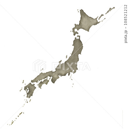 日本地図の墨絵　水墨画　 108521212