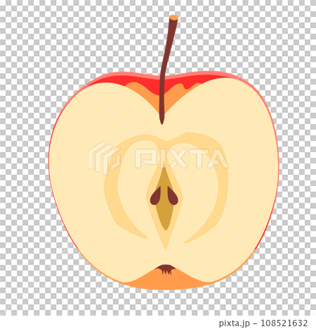 蘋果橫切面的插圖，縱向切成兩半，顏色，無線條 108521632