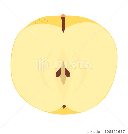 縦半分に切られた梨の断面のイラスト カラー 線なし 108521637