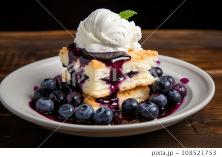 Cottage cheese casserole with sour cream and berries Cottage cheese casserole with sour cream and berries 108521753