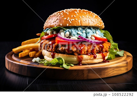 Big burger with blue cheese and mold 108522292