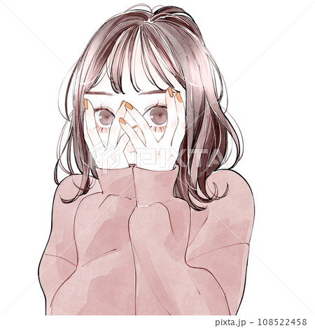 指の隙間から覗く女性 指の隙間から覗く女性 108522458