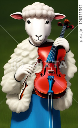 Cartoon sheep playing violin musical instrumentのイラスト素材 [108523542] - PIXTA