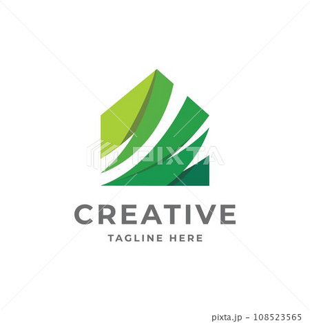 Creative green house logo design illustration vector template	 108523565