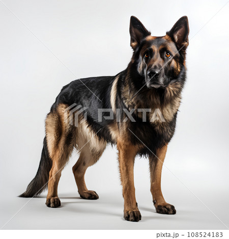 白背景のジャーマンシェパード犬 108524183
