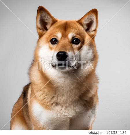白背景の柴犬バストアップ 108524185