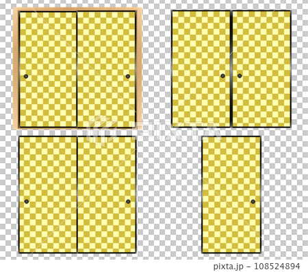 Illustration set of Japanese-style sliding doors in a Japanese-style room 108524894