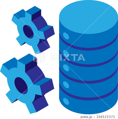 アイソメトリックな歯車とデータベースのイメージアイコン素材 アイソメトリックな歯車とデータベースのイメージアイコン素材 108525371