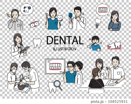 Illustration set about dental and teeth Illustration set about dental and teeth 108525931
