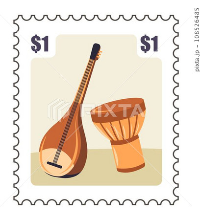 Mark with turkish traditional music instruments 108526485