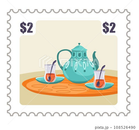 Thailand postcard or postmark with tea and pot 108526490