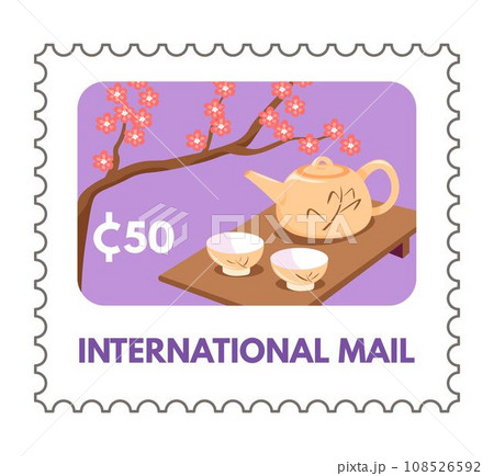 International mail japanese tea ceremony postmark 108526592