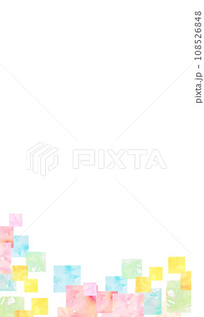 カラフルな幾何学模様　水彩のフレーム 108526848
