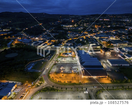 Aerial night view of the Letterkenny, County Donegal, Ireland Aerial night view of the Letterkenny, County Donegal, Ireland 108527576