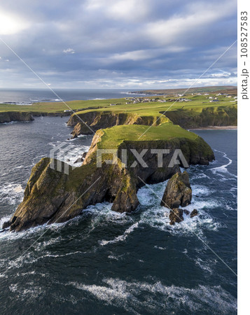 Aerial view of the beautiful coast at Malin Beg in County Donegal, Ireland. 108527583