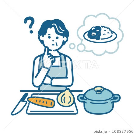 カレーライスの作り方を思い出せない高齢女性 108527956
