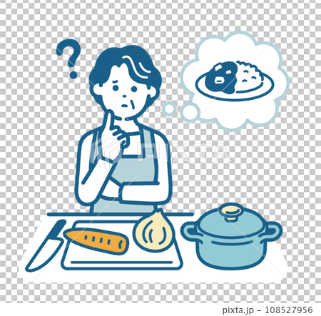カレーライスの作り方を思い出せない高齢女性 108527956