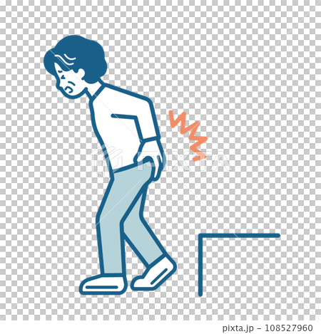 Elderly woman suffering from back pain 108527960