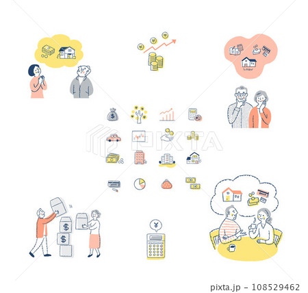お金・投資・資産運用関連と複数の人物 セット お金・投資・資産運用関連と複数の人物 セット 108529462