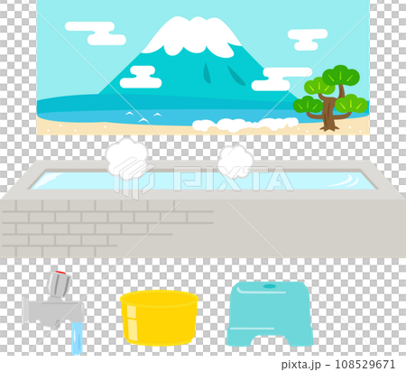 A public bathhouse with a mural of Mt. Fuji A public bathhouse with a mural of Mt. Fuji 108529671