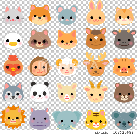 動物の顔のアイコンセット 108529682