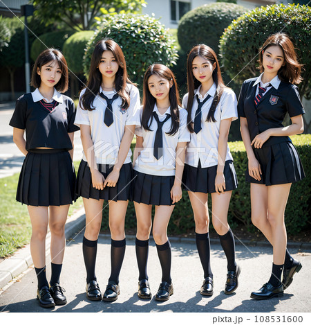 女子高生 写真 制服姿の女子高生5人 AI画像 AI写真のイラスト素材 [108531600] - PIXTA