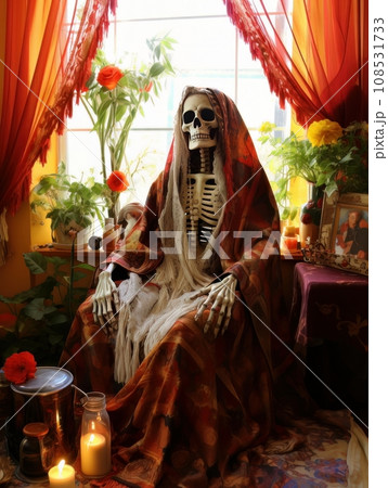Santa Muerte is the deity of death. The day of the Dead AI 108531733