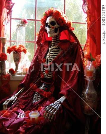 Santa Muerte is the deity of death. The day of the Dead AI 108531797